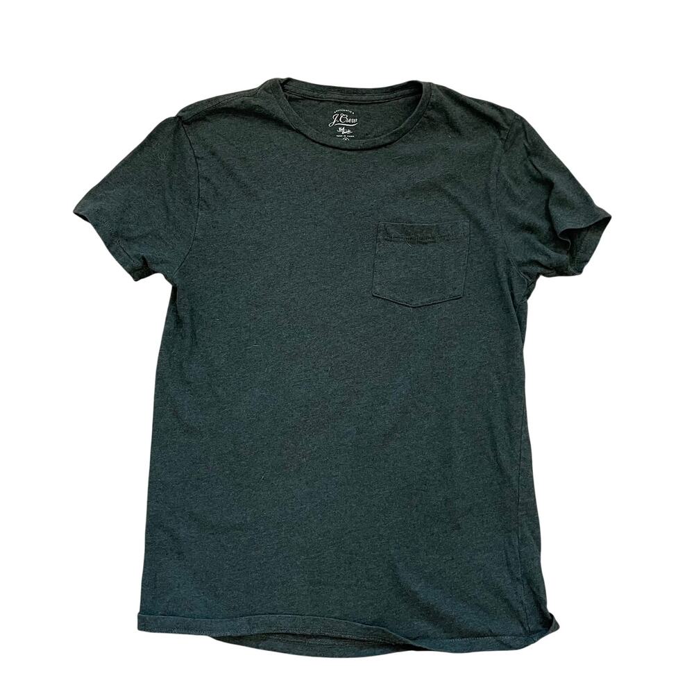 Men's J.Crew Dark Green Pocket T-Shirt, Short Sleeve, Slim Fit, Cotton, Size S